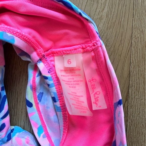 Lilly Pulitzer Pink Blue Floral Beachy Tankini Swimsuit 6 Adjustable Straps - Picture 4 of 7